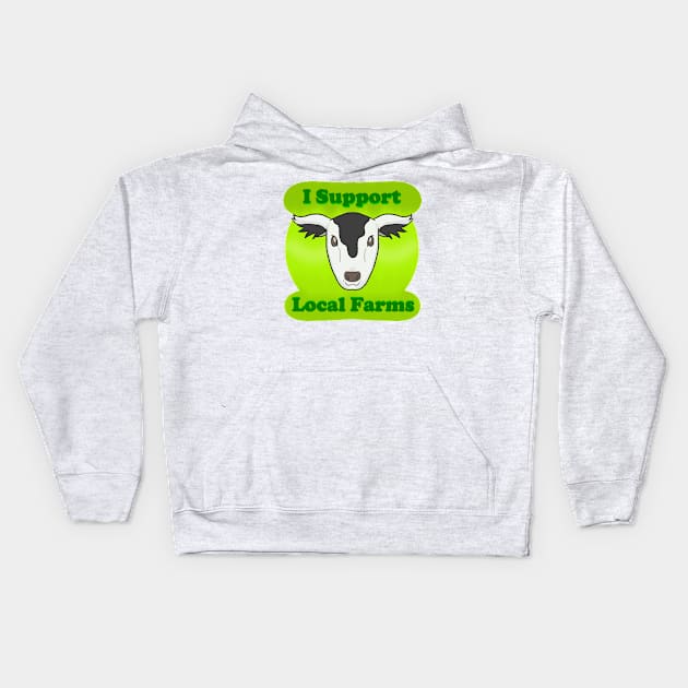 Happy Cow (I Support Local Farms) Kids Hoodie by Quirkball